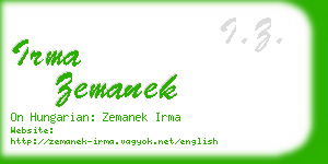 irma zemanek business card